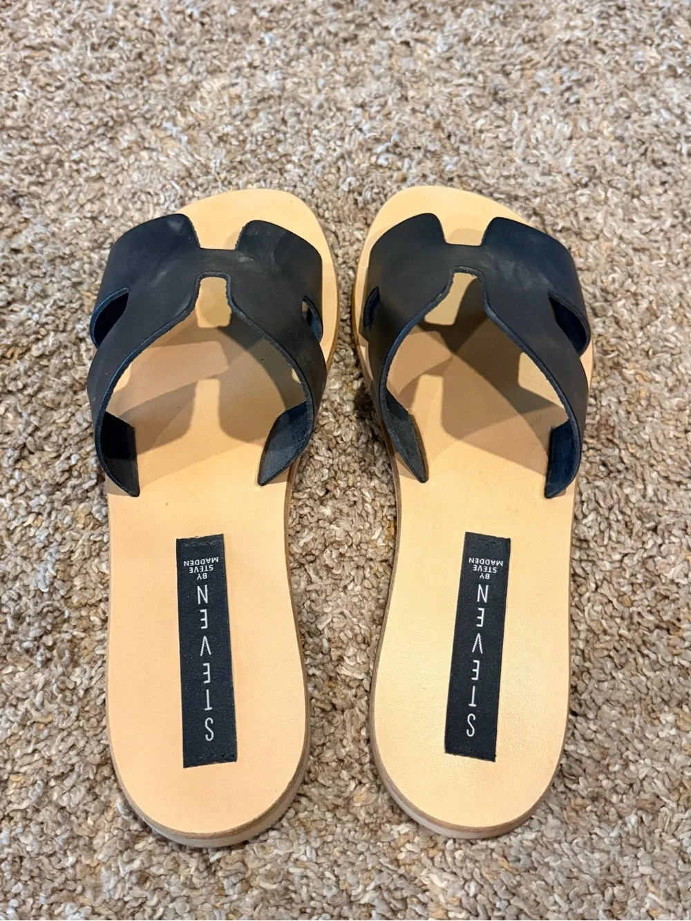 Steven by Steve Madden Black & Tan Slide Sandals